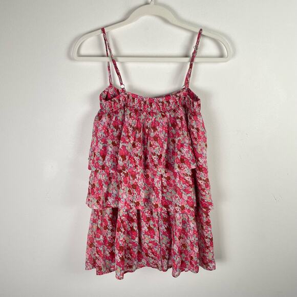 Free People Talia Tunic Top Minidress Size S Pink Floral Tiered Spaghetti Strap - Picture 8 of 12